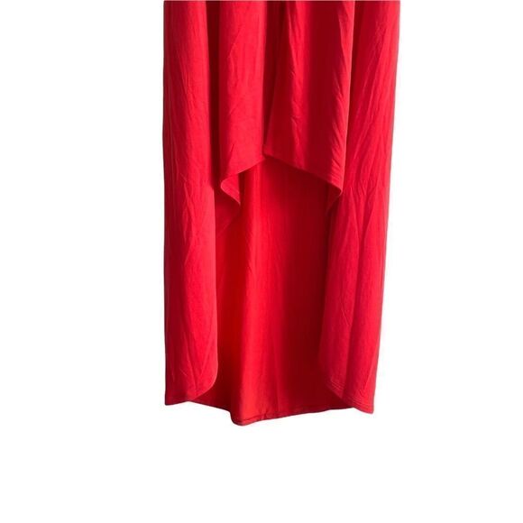 BCBGMAXAZRIA Sleeveless Button Front High Low Midi Dress Red S - Picture 7 of 9